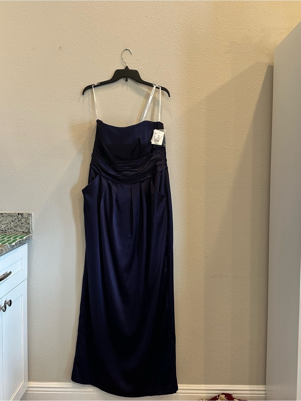 David's Bridal Lapis Deep Purple Column Dress Formal Wedding Size 14